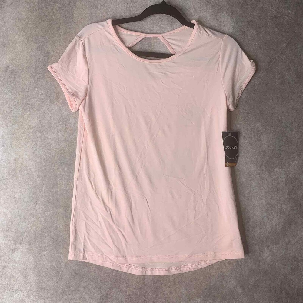 Jockey Womens Shirt Size Small Pink Stretch Jersey Moisture Wicking Cut‎ Out NWT